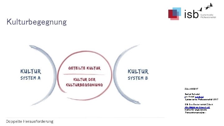 Kulturbegegnung Zürich 6/2017 Bernd Schmid Isb Gmb. H isb-w. eu Systemische Professionalität 2017 EBI