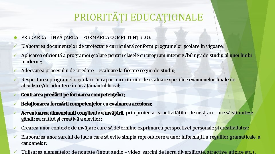 PRIORITĂȚI EDUCAȚIONALE PREDAREA – ÎNVĂȚAREA – FORMAREA COMPETENȚELOR ü Elaborarea documentelor de proiectare curriculară PRIORITĂȚI EDUCAȚIONALE PREDAREA – ÎNVĂȚAREA – FORMAREA COMPETENȚELOR ü Elaborarea documentelor de proiectare curriculară