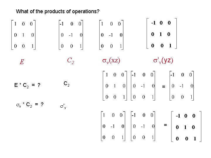 What of the products of operations? C 2 E E * C 2 =