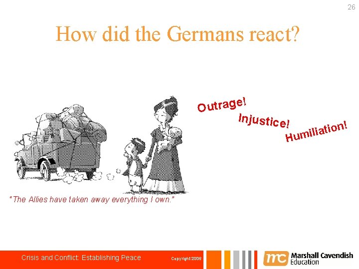 26 How did the Germans react? e! g a r t u O Injustice