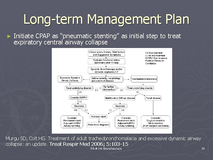 Long-term Management Plan ► Initiate CPAP as “pneumatic stenting” as initial step to treat