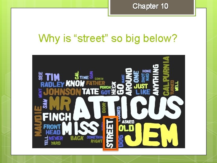 Chapter 10 Why is “street” so big below? 