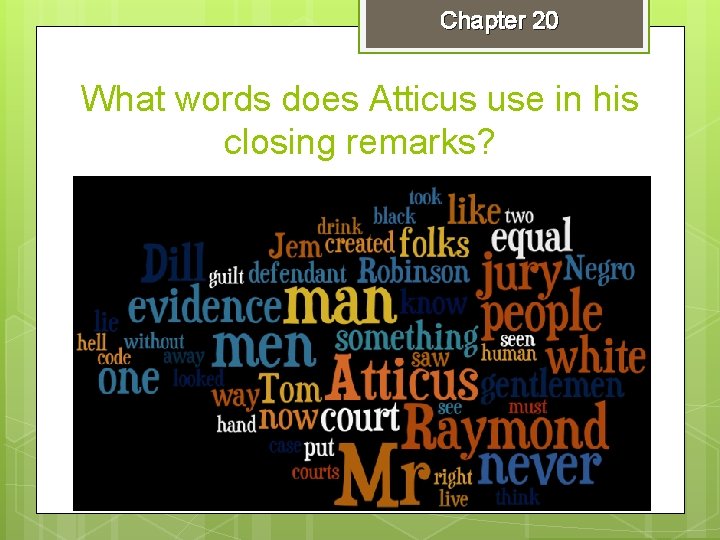 Chapter 20 What words does Atticus use in his closing remarks? 