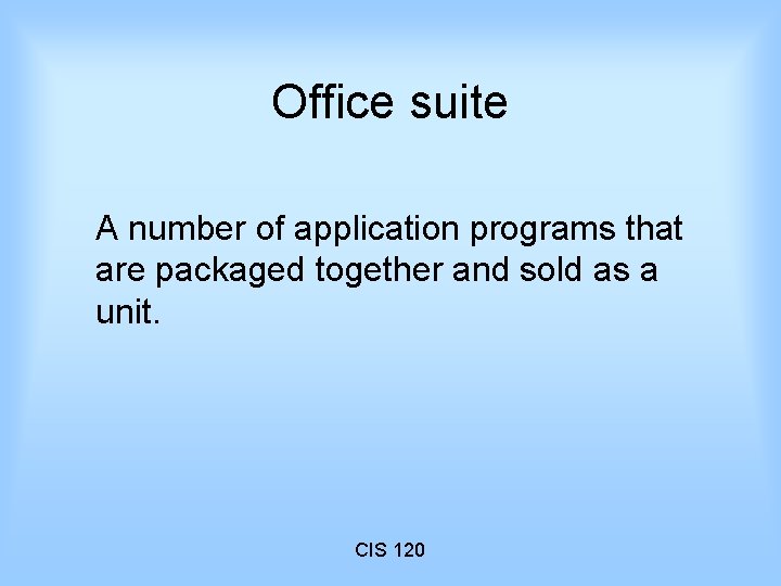 Office suite A number of application programs that are packaged together and sold as