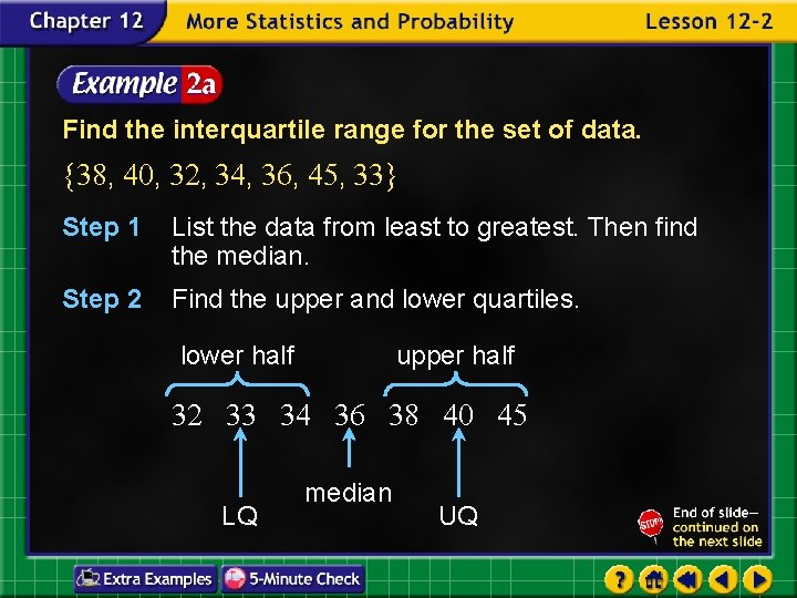 Find the interquartile range for the set of data. {38, 40, 32, 34, 36,
