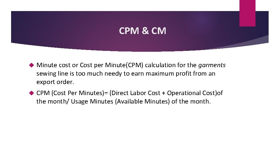 CPM & CM Minute cost or Cost per Minute(CPM) calculation for the garments sewing