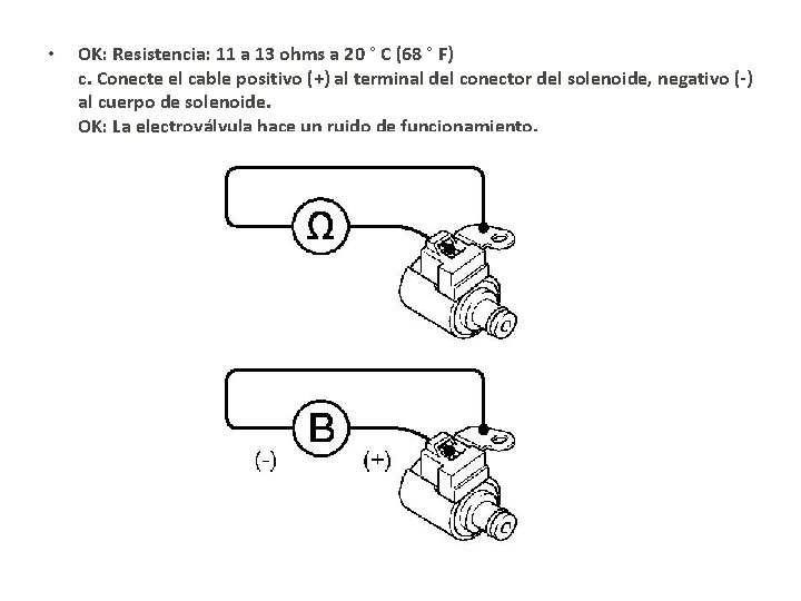  • OK: Resistencia: 11 a 13 ohms a 20 ° C (68 °