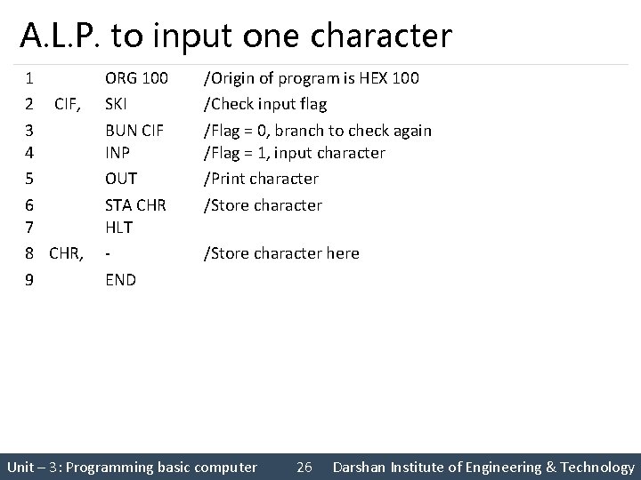 A. L. P. to input one character 1 2 CIF, 3 4 5 6