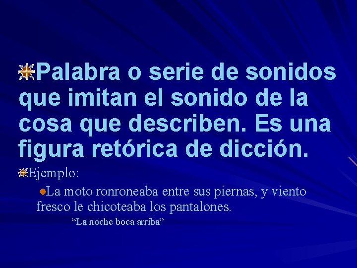Palabra o serie de sonidos que imitan el sonido de la cosa que describen.
