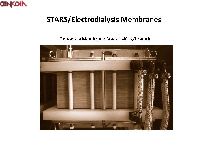 STARS/Electrodialysis Membranes Oenodia’s Membrane Stack – 400 g/h/stack 