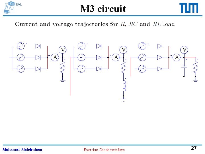 M 3 circuit Mohamed Abdelrahem Exercise: Diode rectifiers. 27 