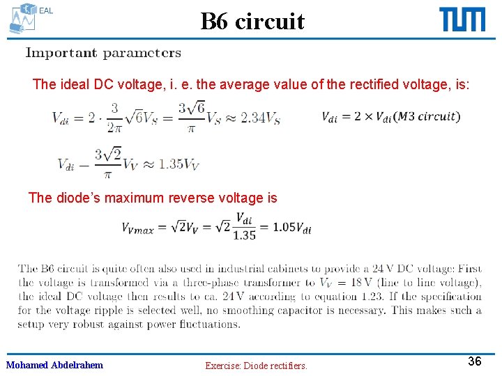 B 6 circuit The ideal DC voltage, i. e. the average value of the
