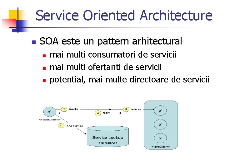 Service Oriented Architecture n SOA este un pattern arhitectural n n n mai multi