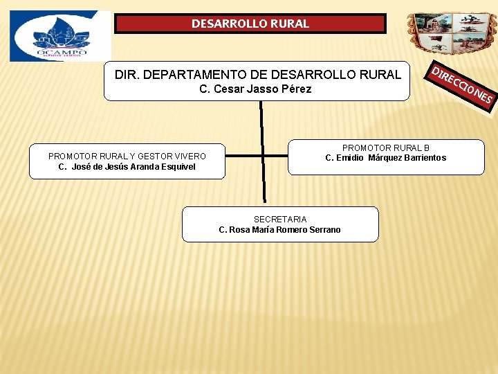 DESARROLLO RURAL DIR. DEPARTAMENTO DE DESARROLLO RURAL C. Cesar Jasso Pérez PROMOTOR RURAL Y