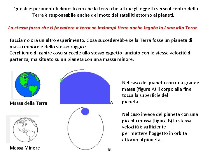 … Questi esperimenti ti dimostrano che la forza che attrae gli oggetti verso il