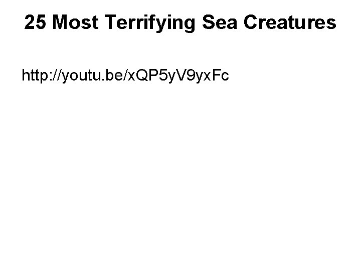 25 Most Terrifying Sea Creatures http: //youtu. be/x. QP 5 y. V 9 yx.