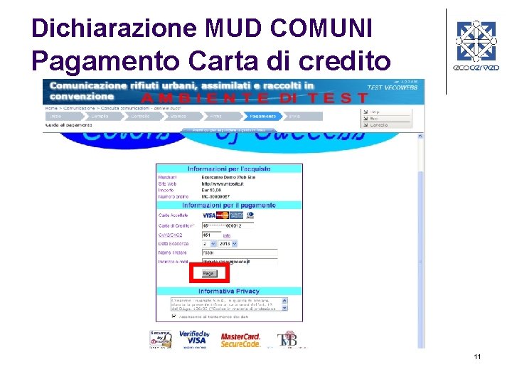 Dichiarazione MUD COMUNI Pagamento Carta di credito 11 