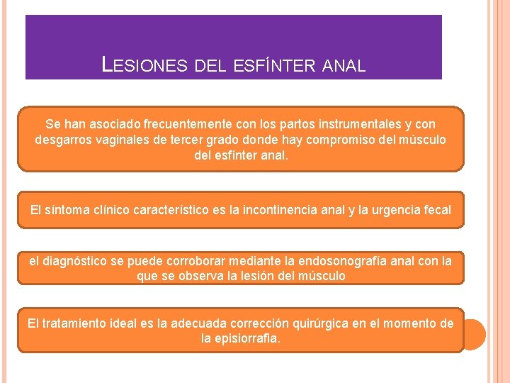 LESIONES DEL ESFÍNTER ANAL Se han asociado frecuentemente con los partos instrumentales y con