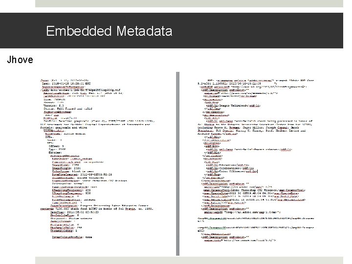 Embedded Metadata Jhove 