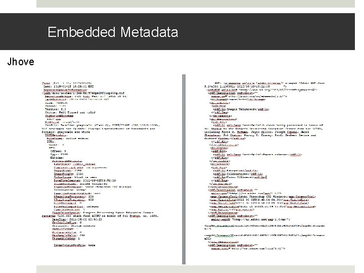 Embedded Metadata Jhove Embedded Metadata Jhove