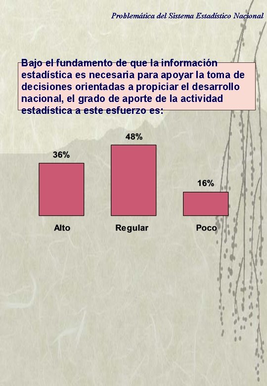 Problemática del Sistema Estadístico Nacional Bajo el fundamento de que la información estadística es