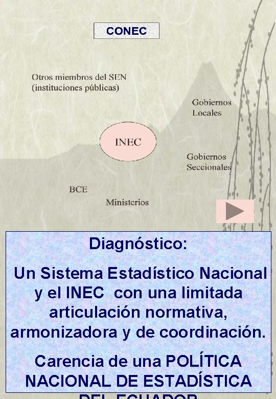 Diagnóstico: Un Sistema Estadístico Nacional y el INEC con una limitada articulación normativa, armonizadora