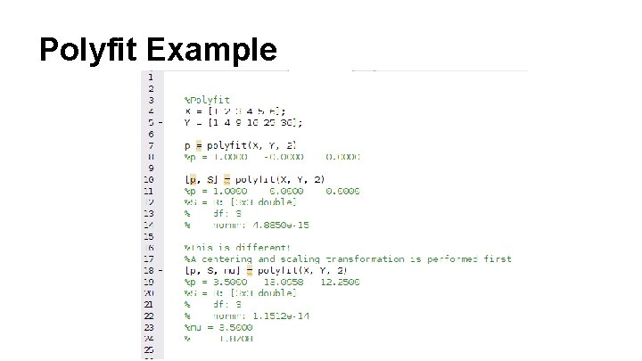 Polyfit Example Polyfit Example
