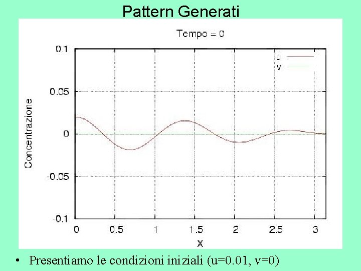 Pattern Generati • Presentiamo le condizioni iniziali (u=0. 01, v=0) 