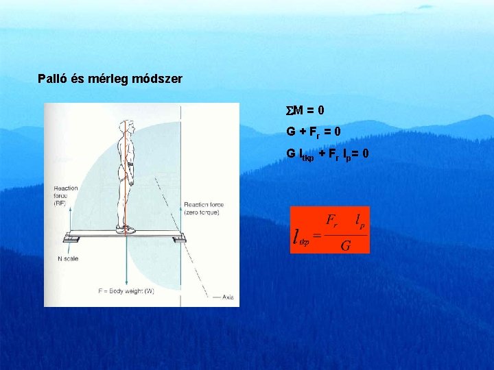 Palló és mérleg módszer M = 0 G + Fr = 0 G ltkp