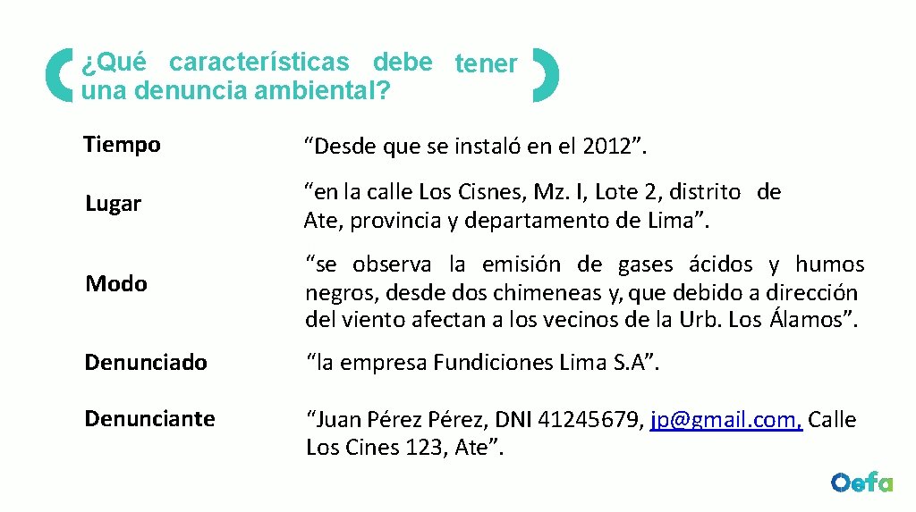 ¿Qué características debe tener una denuncia ambiental? Tiempo “Desde que se instaló en el