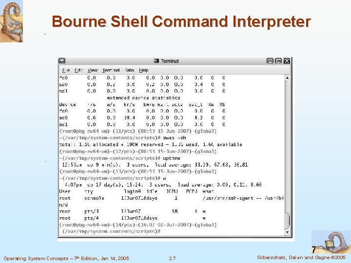 Bourne Shell Command Interpreter 7 Operating System Concepts – 7 th Edition, Jan 14,