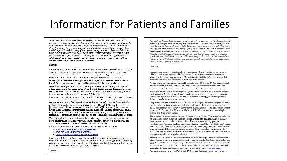 Information for Patients and Families 