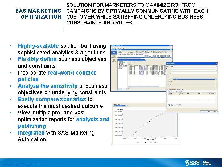 SOLUTION FOR MARKETERS TO MAXIMIZE ROI FROM SAS MARKETING CAMPAIGNS BY OPTIMALLY COMMUNICATING WITH