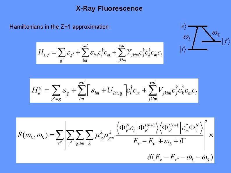 X-Ray Fluorescence Hamiltonians in the Z+1 approximation: 