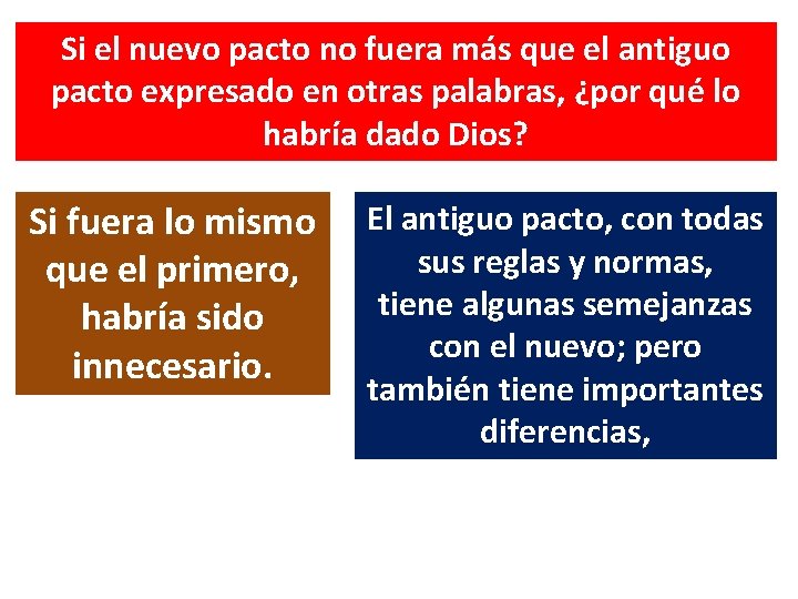 Si el nuevo pacto no fuera más que el antiguo pacto expresado en otras
