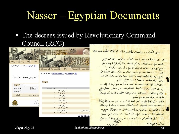 Nasser – Egyptian Documents § The decrees issued by Revolutionary Command Council (RCC) Magdy