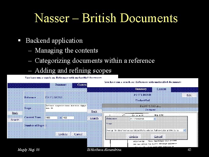 Nasser – British Documents § Backend application – Managing the contents – Categorizing documents