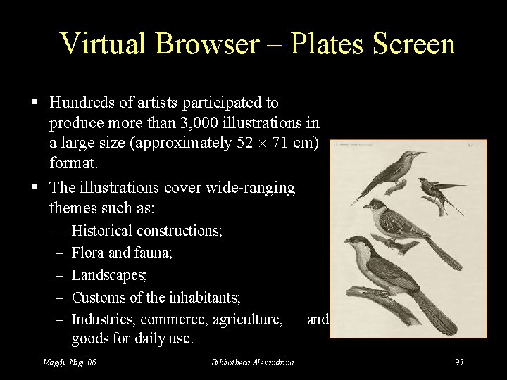 Virtual Browser – Plates Screen § Hundreds of artists participated to produce more than