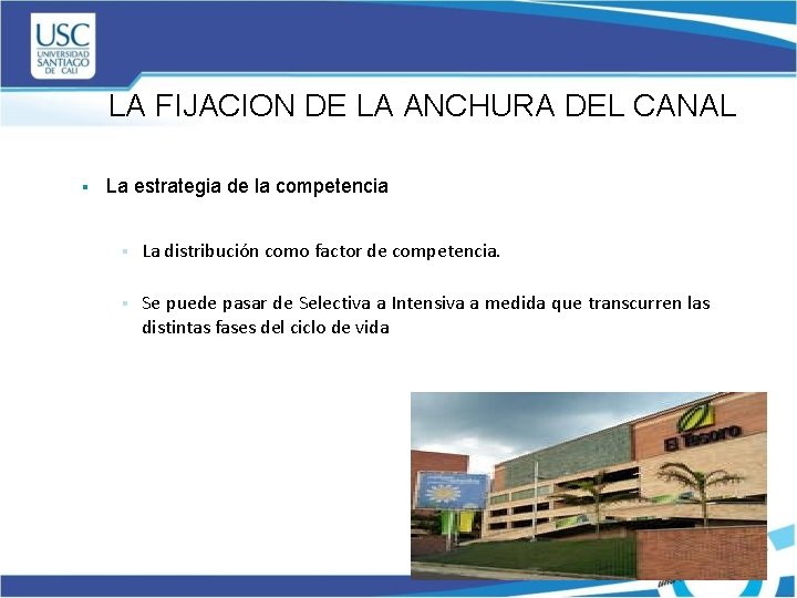 LA FIJACION DE LA ANCHURA DEL CANAL § La estrategia de la competencia §