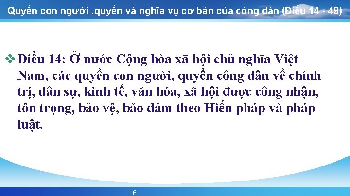 Quyền con người , quyền và nghĩa vụ cơ bản của công dân (Điều