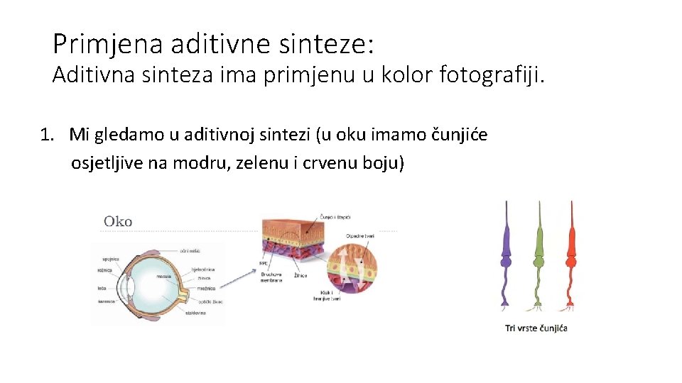 Primjena aditivne sinteze: Aditivna sinteza ima primjenu u kolor fotografiji. 1. Mi gledamo u