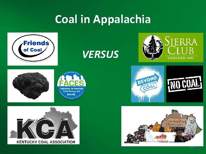 Coal in Appalachia VERSUS 27 