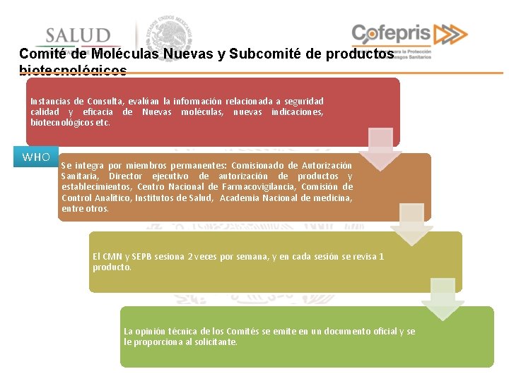 Comité de Moléculas Nuevas y Subcomité de productos biotecnológicos Instancias de Consulta, evalúan la