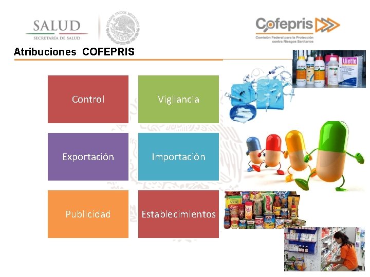 Atribuciones COFEPRIS Control Vigilancia Exportación Importación Publicidad Establecimientos 