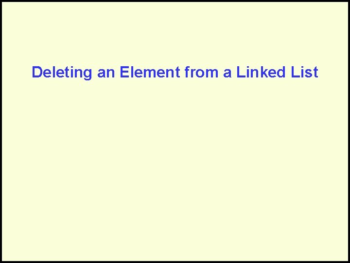 Deleting an Element from a Linked List Deleting an Element from a Linked List