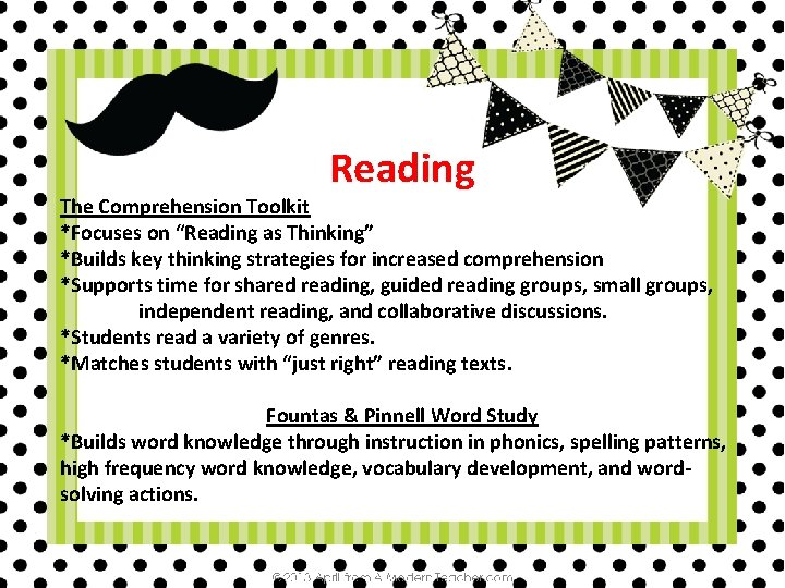 Reading The Comprehension Toolkit *Focuses on “Reading as Thinking” *Builds key thinking strategies for