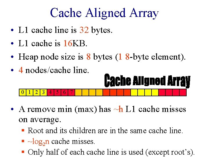 Cache Aligned Array • • L 1 cache line is 32 bytes. L 1