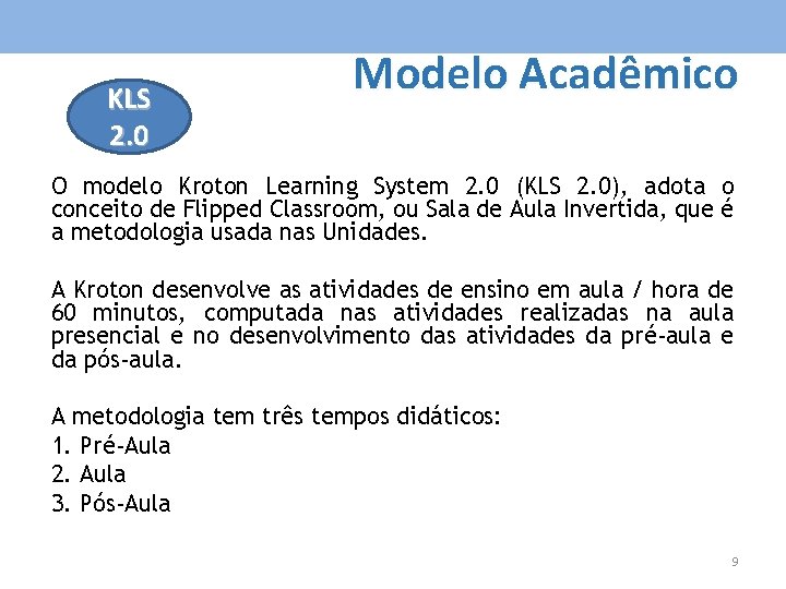 KLS 2. 0 Modelo Acadêmico O modelo Kroton Learning System 2. 0 (KLS 2.