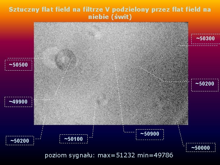 Sztuczny flat field na filtrze V podzielony przez flat field na niebie (świt) ~50300
