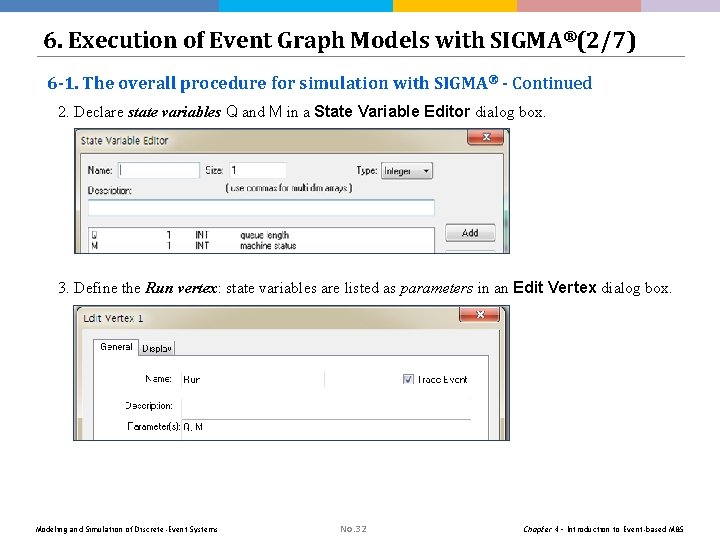 6. Execution of Event Graph Models with SIGMA®(2/7) 6 -1. The overall procedure for 6. Execution of Event Graph Models with SIGMA®(2/7) 6 -1. The overall procedure for